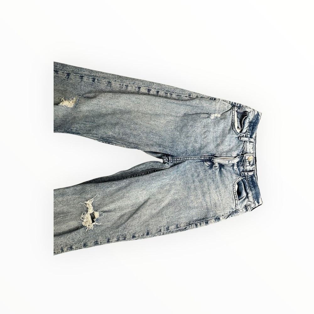 Gap Mom Jean‎ Girls Size 14 Light Blue Acid Wash Distressed High Rise Denim - Picture 10 of 12